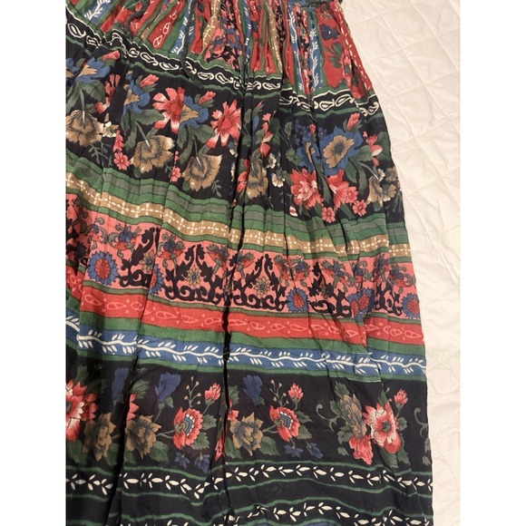Vintage Backroad Blues Floral Maxi Skirt Womens Size 22 Elastic Waist Boho - Picture 6 of 12